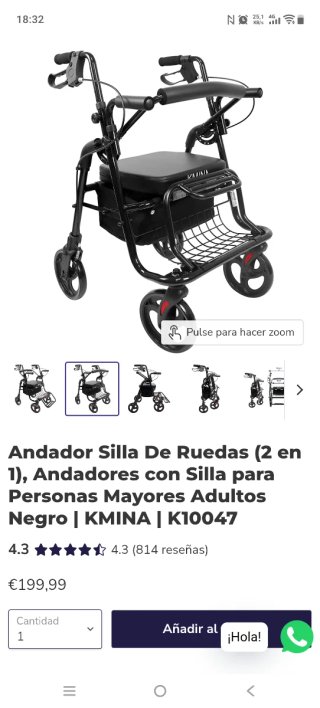Andador KMINA con asiento y ruedas