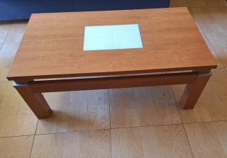 Mesa baja salón madera y cristal