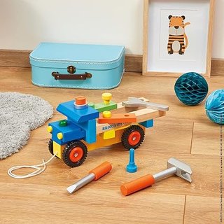 2 juegos de construcción de madera+ camión Janod