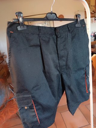 Pantalón corto de trabajo hombre negro/naranja