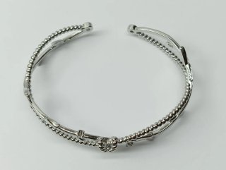 Pulsera rígida plata circonitas hojas