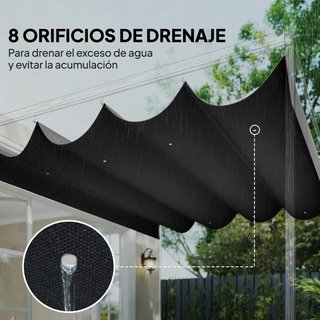 Techo Repuesto Cenador 4x3m Retráctil 8 Orificios