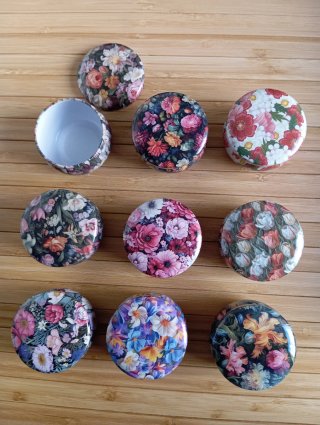 Conjunto 9 latas decorativas florales