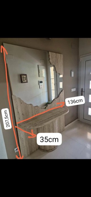 Mueble recibidor espejo mármol travertino