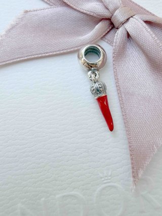 Pandora Charm Corona Roja y Plata