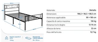 Letto Singolo in Ferro Battuto