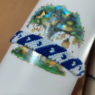 Pulsera tejida algodón azul y blanco