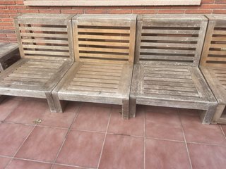 4 estructuras de sofa jardin y mesa madera