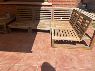 4 estructuras de sofa jardin y mesa madera