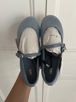 ZARA Bailarinas Azul Claro Talla 38 Nuevas