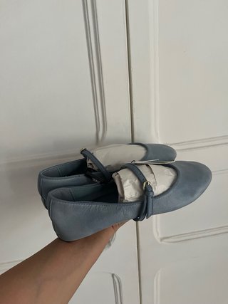 ZARA Bailarinas Azul Claro Talla 38 Nuevas