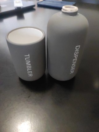 Dispensador de jabón y Vaso Baño Gris