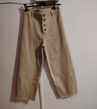 Vaqueros anchos bajos  deshilachados T40