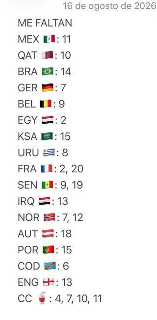 Cromos Mundial Colección