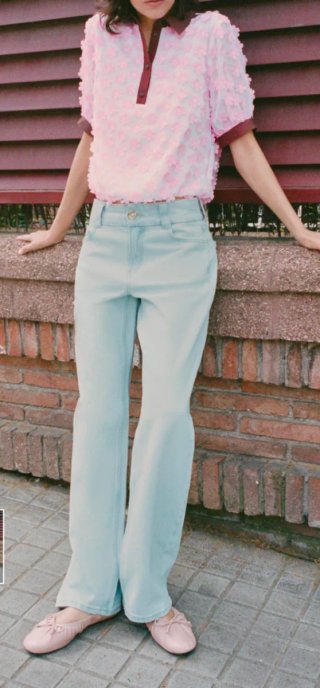 Blusa Zara flores rosa y marrón Talla M