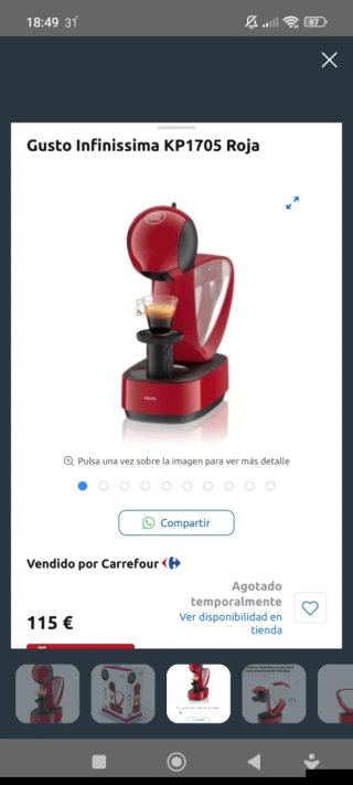 Cafetera Krups Dolce Gusto Roja