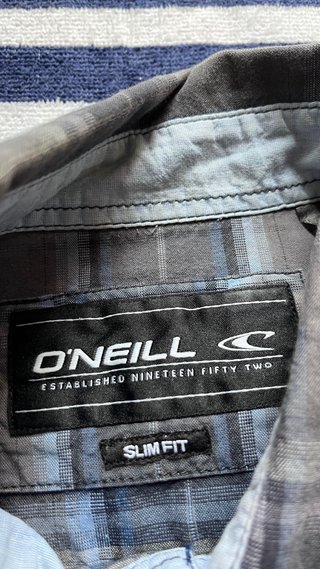 Camisa O'Neill cuadros gris y azul, lila chico
