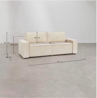 Sofá Cama Pana Beige 3 Plazas