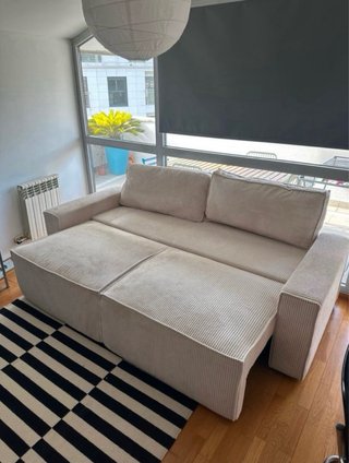 Sofá Cama Pana Beige 3 Plazas