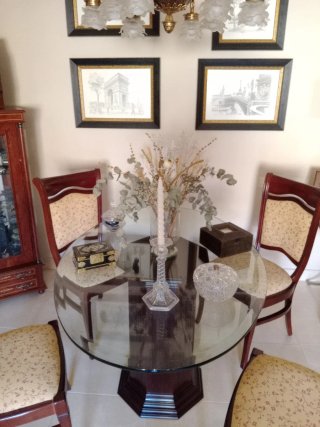 Mesa Comedor Madera y Cristal