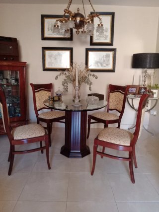 Mesa Comedor Madera y Cristal
