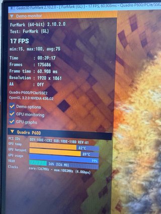 NVIDIA Quadro P600 2GB GDDR5 Testeada con FurMark