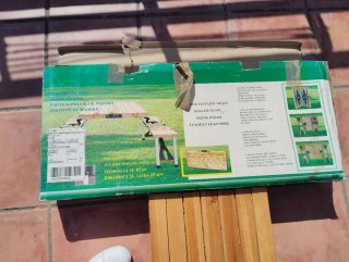 Mesa de camping plegable madera y metal