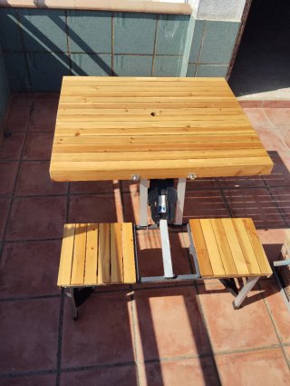 Mesa de camping plegable madera y metal