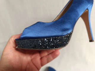 Zapatos Peep Toe Menbur Azul Klein