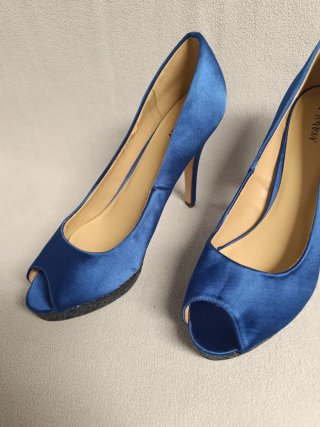 Zapatos Peep Toe Menbur Azul Klein