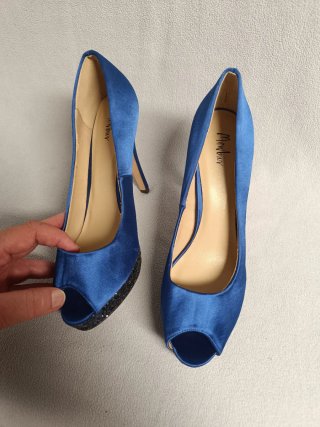 Zapatos Peep Toe Menbur Azul Klein