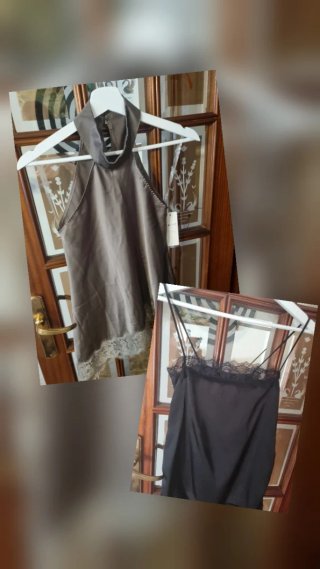 Tops con encaje nuevos (taupe y negro)