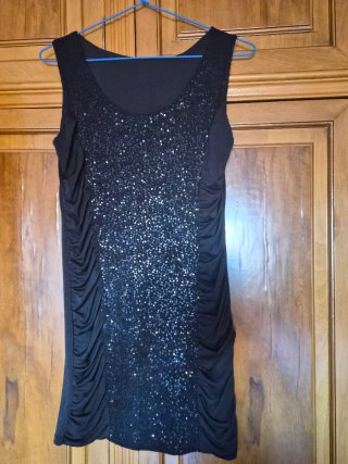 Vestido corto fiesta negro elástico