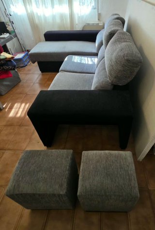 Sofá modular gris y negro