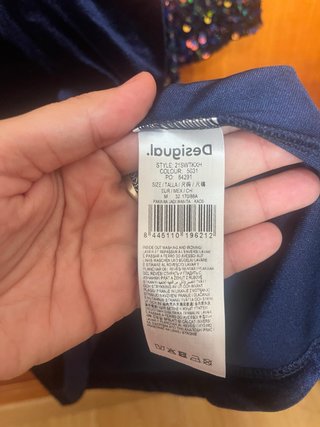 Camiseta Desigual Terciopelo Azul Lentejuelas Tall