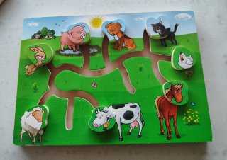 Puzzle Laberinto Animales Granja Madera