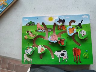 Puzzle Laberinto Animales Granja Madera
