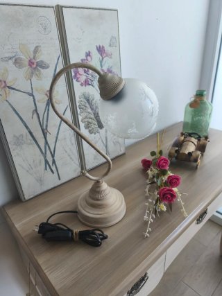 Lámpara Vintage de Mesa Cristal y Metal