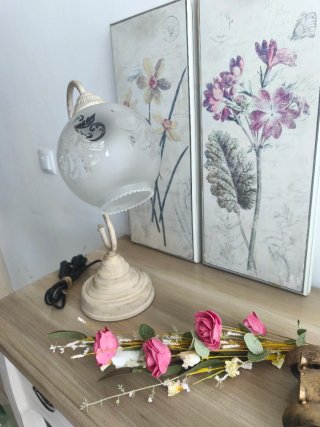 Lámpara Vintage de Mesa Cristal y Metal