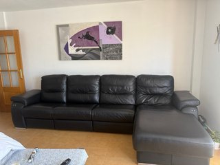Sofá de 4 plazas en piel negro