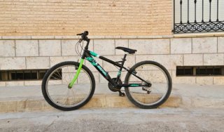 Bicicleta infantil negra y verde