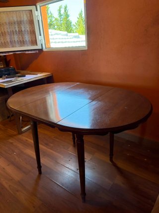 Mesa redonda madera y cristal