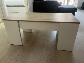 Mesa de centro elevable madera y blanco