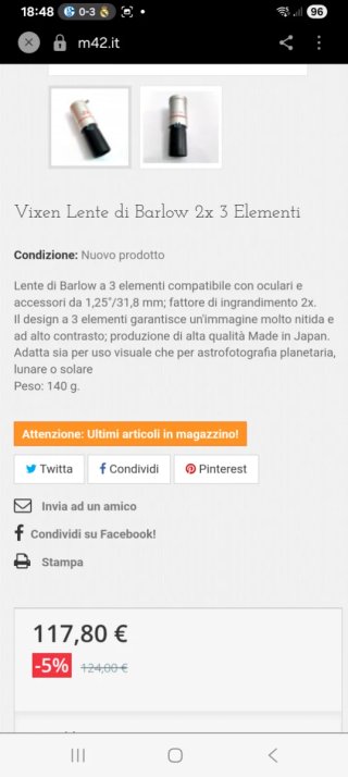 Lente Barlow 2X 31.7mm
