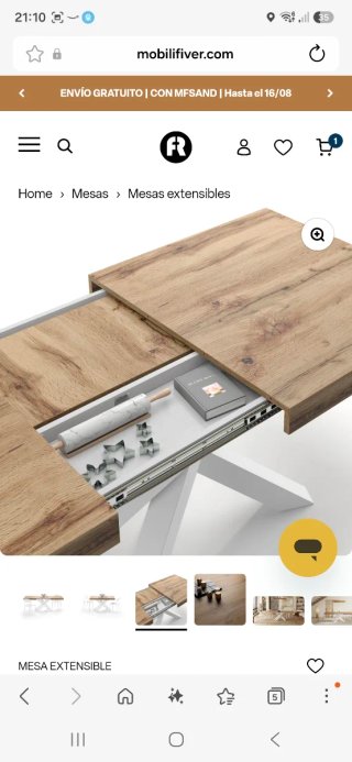 Mesa extensible madera y metal