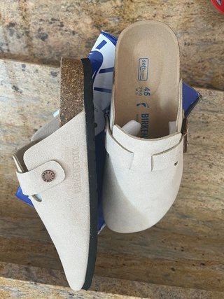 Zuecos Birkenstock Boston Beige claros Talla 45