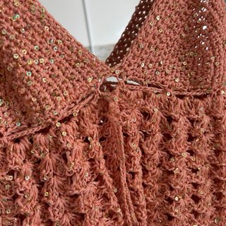 Top Crochet Rosa salmon con Lentejuelas