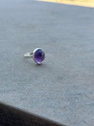 Anillo Plata Amatista Ovalada