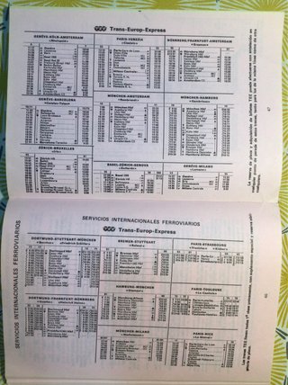HORARIO GUIA INTERNACIONAL FERROCARRILES AÑO 1979