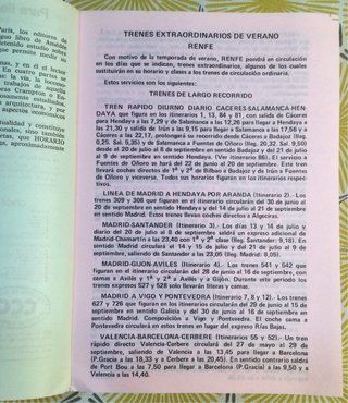 HORARIO GUIA INTERNACIONAL FERROCARRILES AÑO 1979